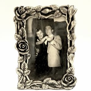 Small 1930s Pewter Frame W/Original Photo